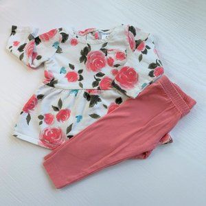 Peplum Rose Shirt and Leggings Size 6 Mos